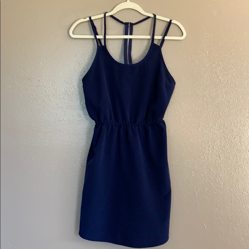 Navy Blue mini dress with zipper detail